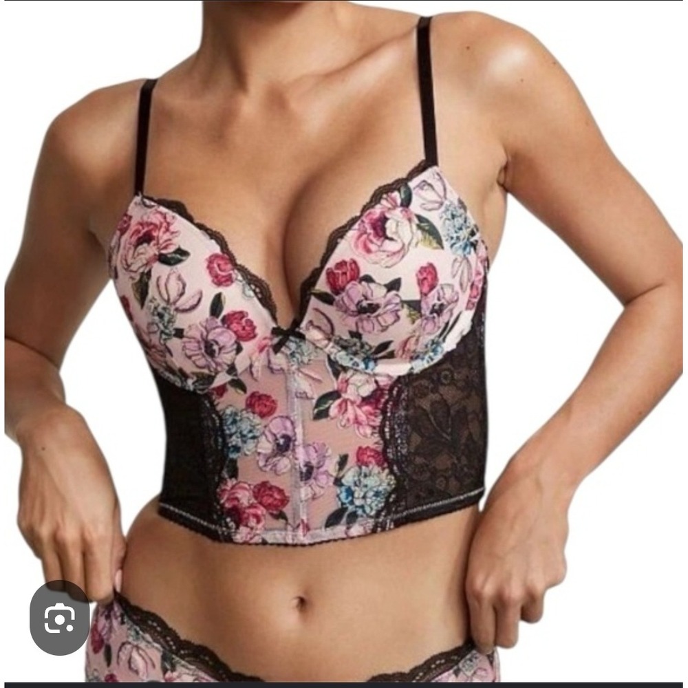Victorias Secret Very Sexy Floral Lace Corset Bustier Top 34D Whimsical Romantic
